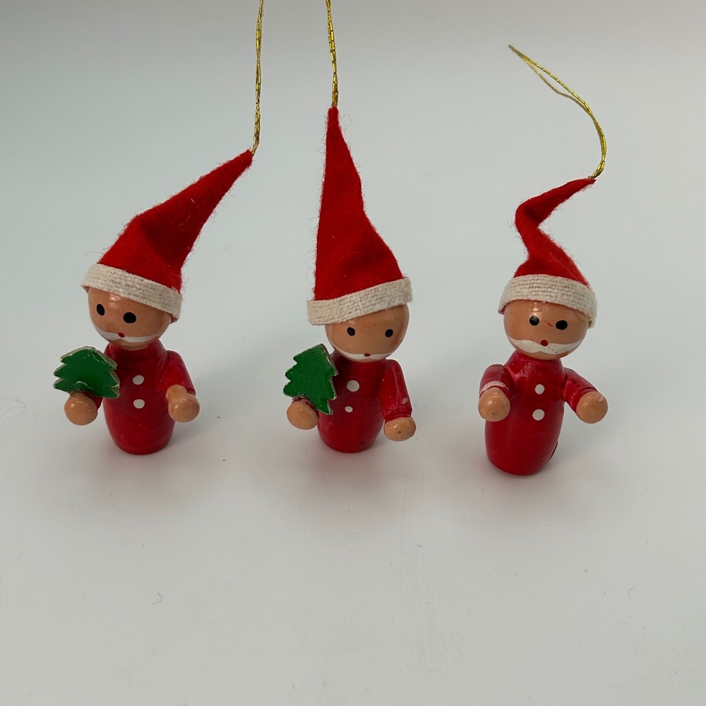 Set of 18 Vintage Hand Painted Wooden Christmas Ornaments Miniature Figures READ - Picture 6 of 13